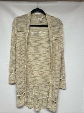 Chico's Cream Open-Front Knit Cardigan